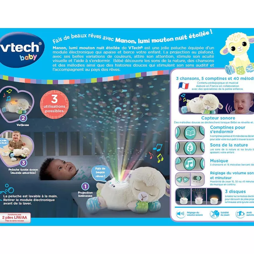 Manon, Lumi Mouton Nuit Etoilee 3 En 1 - Veilleuse En Peluche-VTech Baby Outlet